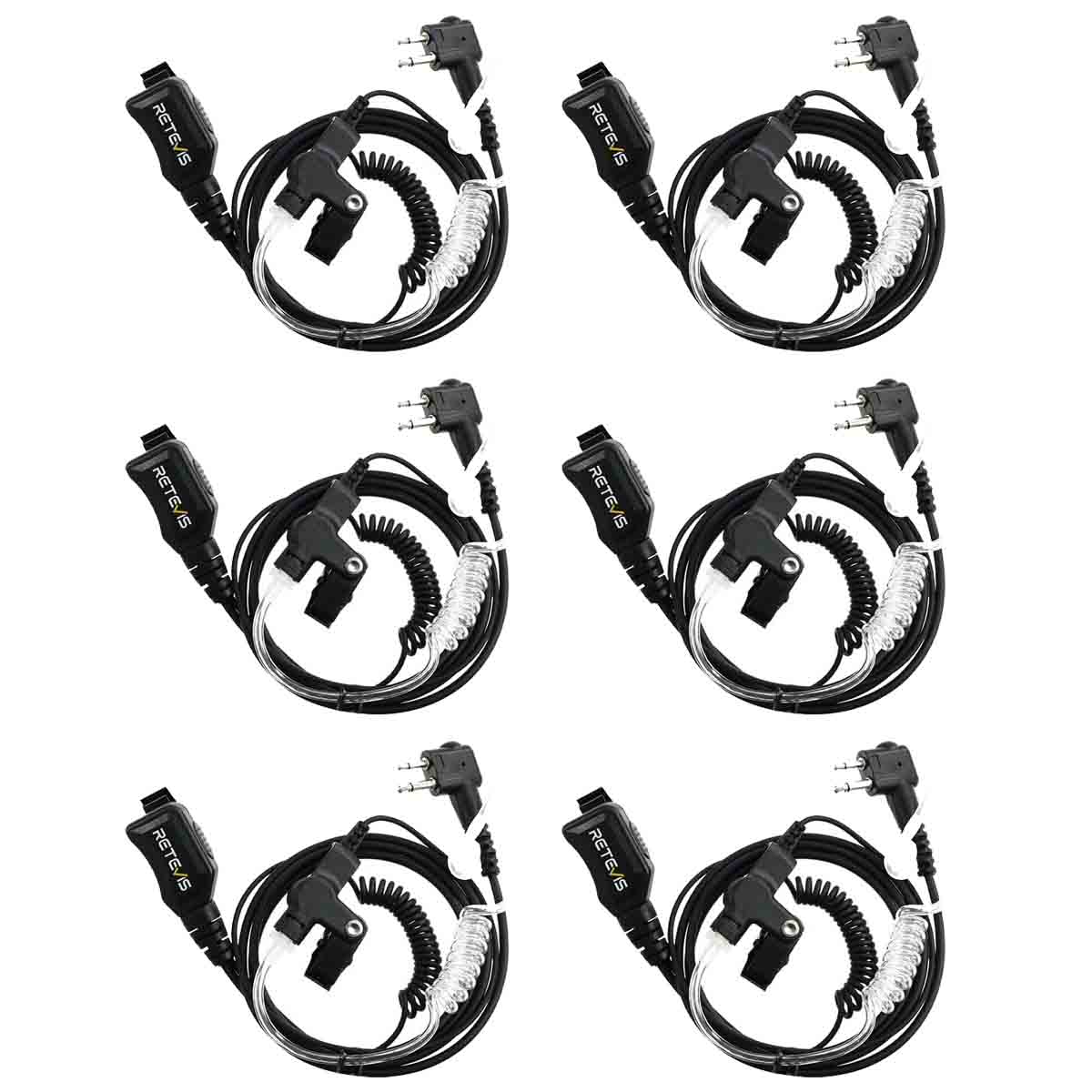 Retevis Covert Acoustic Tube Earpiece Volume Adjustable Headset Compatible with Motorola 6Pack