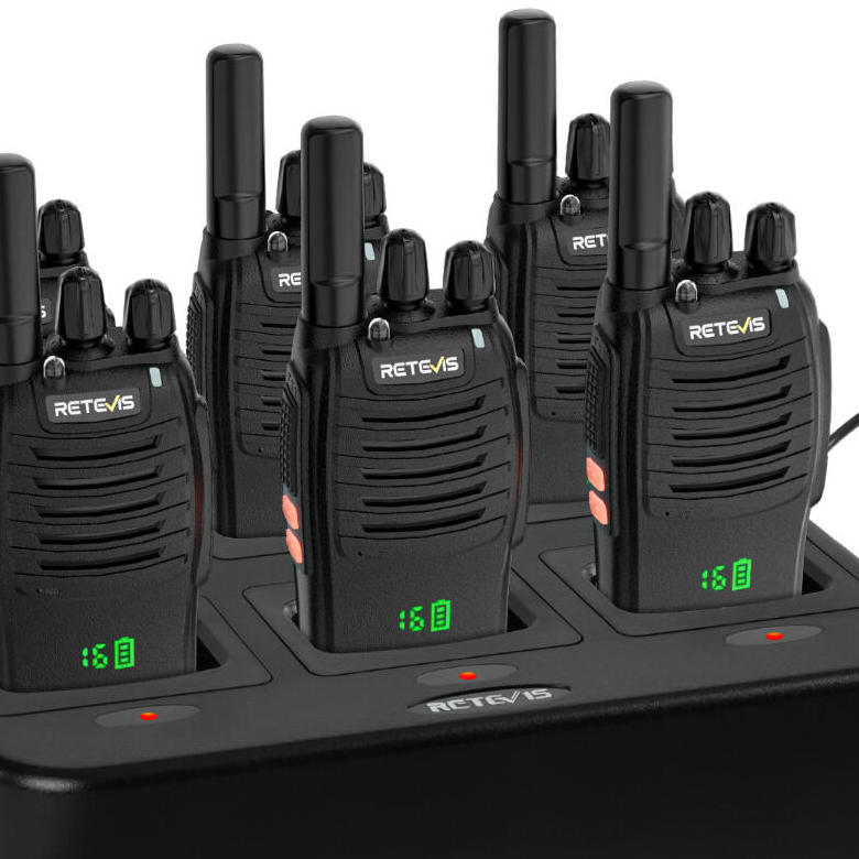 Retevis H777H FRS Radio 6 Packs with 6-Way Charger | License-Free | Hidden Display | USB-C Charging | 1000mAh Battery | VOX