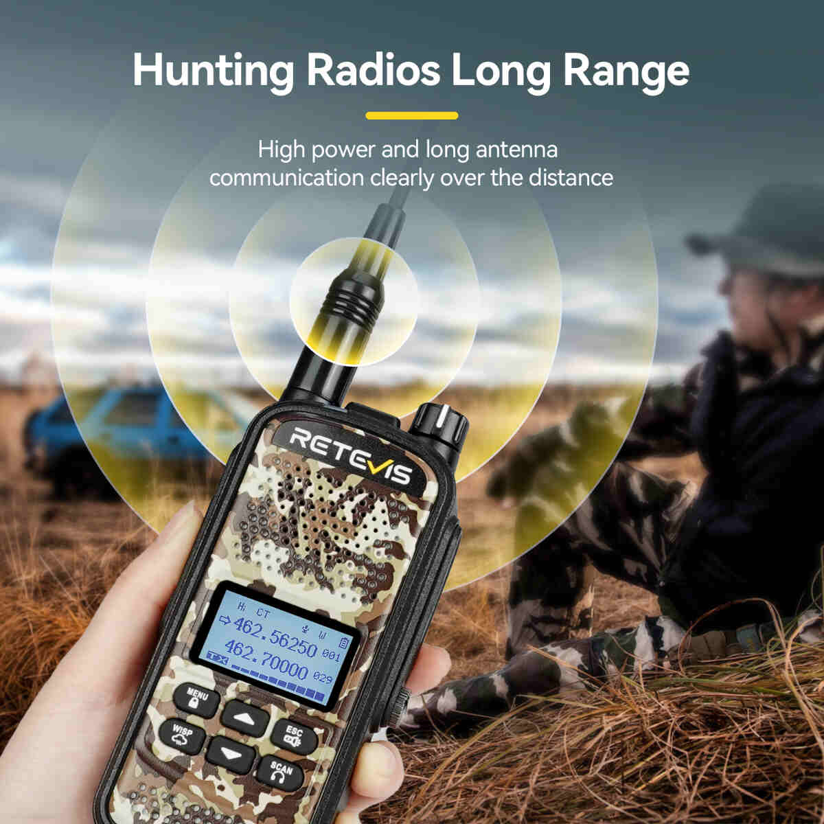 Retevis EZTalk 2 GMRS Hunting 2-Way Radios with Headset Bundle 4 Pack