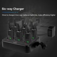 Retevis H777H Rechargeable 2 Way Radios with Hidden Display (6 Pack) and 6-Way Charger