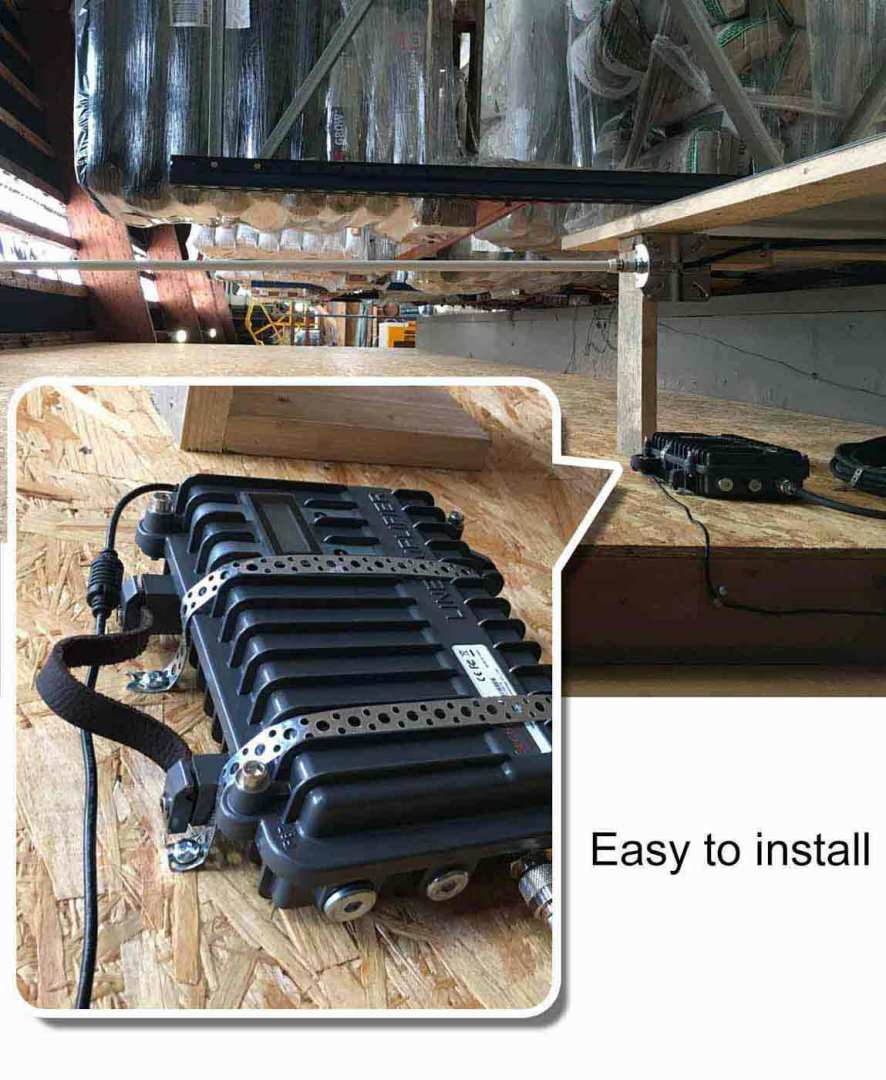 RT97 repeater with carrying handle for easy indoor and outdoor moves