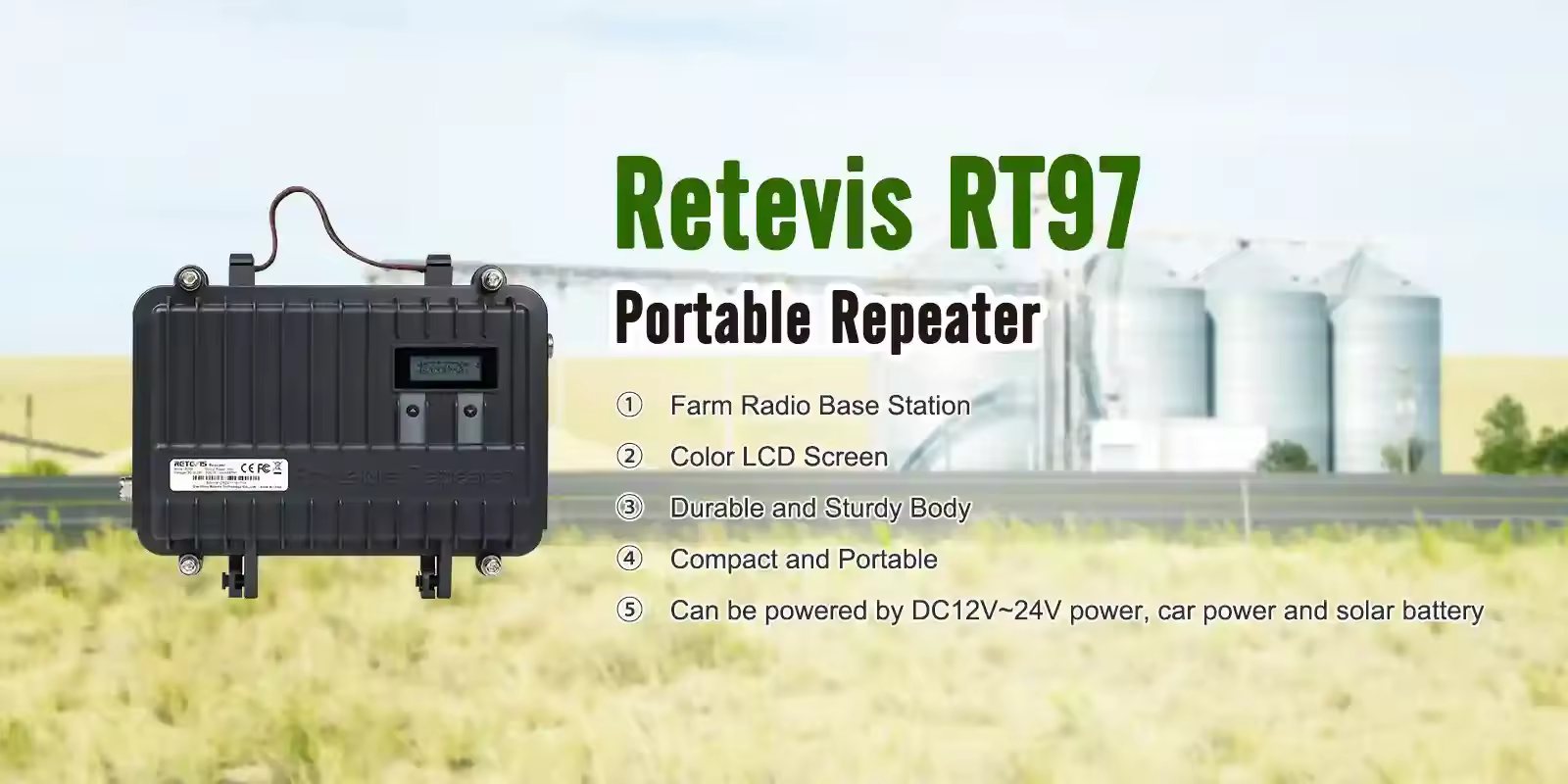 Retevis RT97 portable GMRS repeater mobile repeater with LCD display