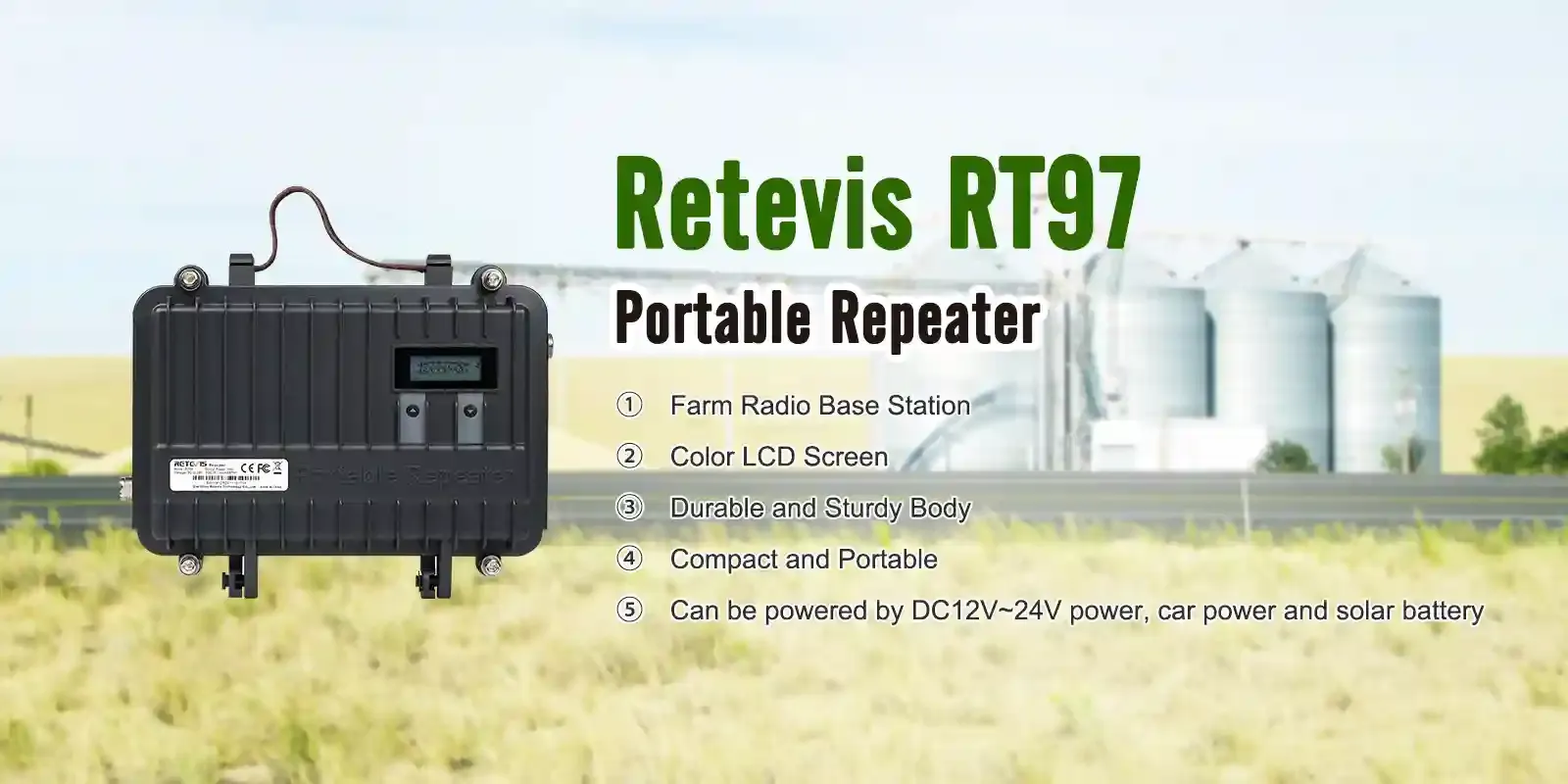 Retevis RT97 portable GMRS repeater mobile repeater with LCD display