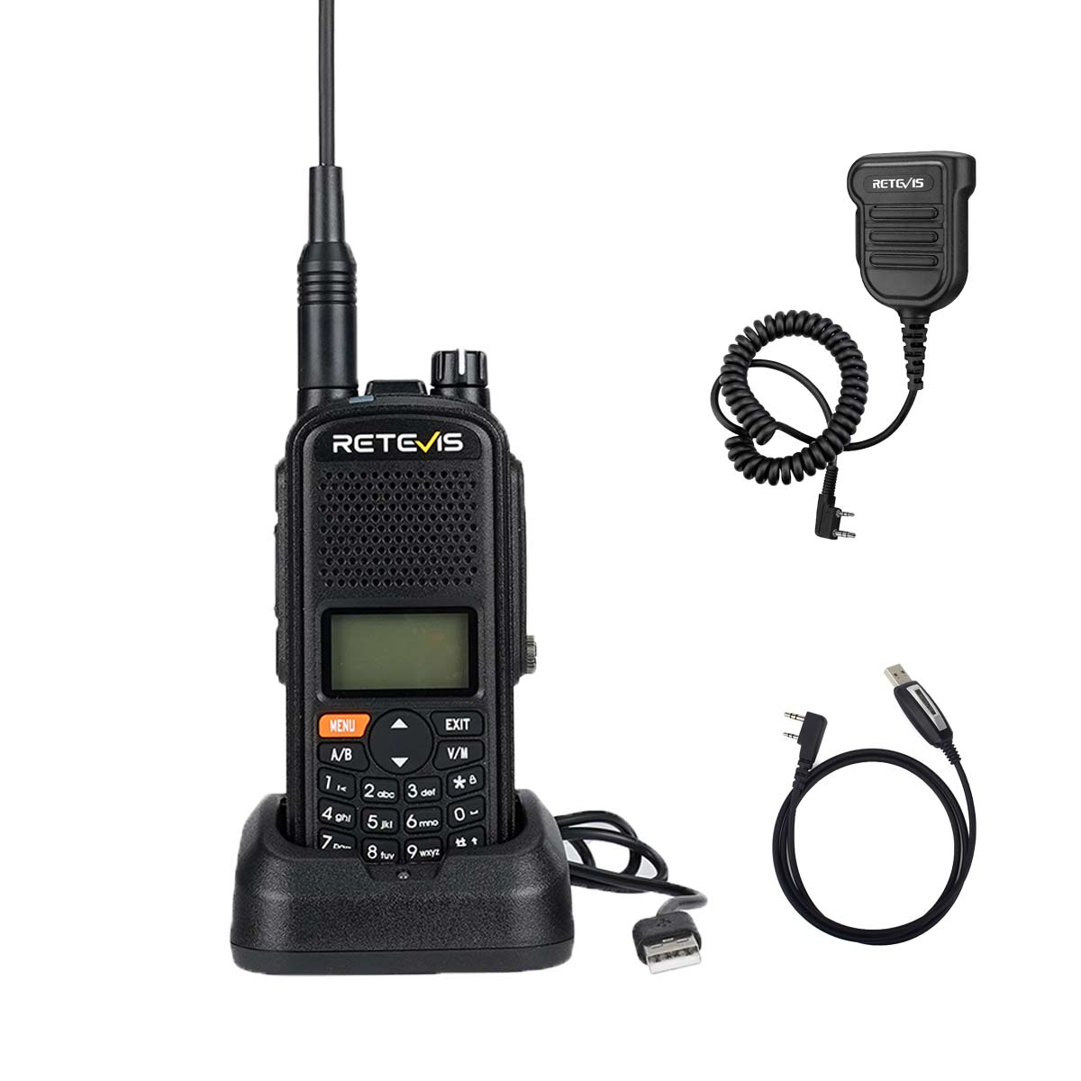 Retevis A61 GPS Analog Radio+IP54 Waterproof Microphone+Programming Cable