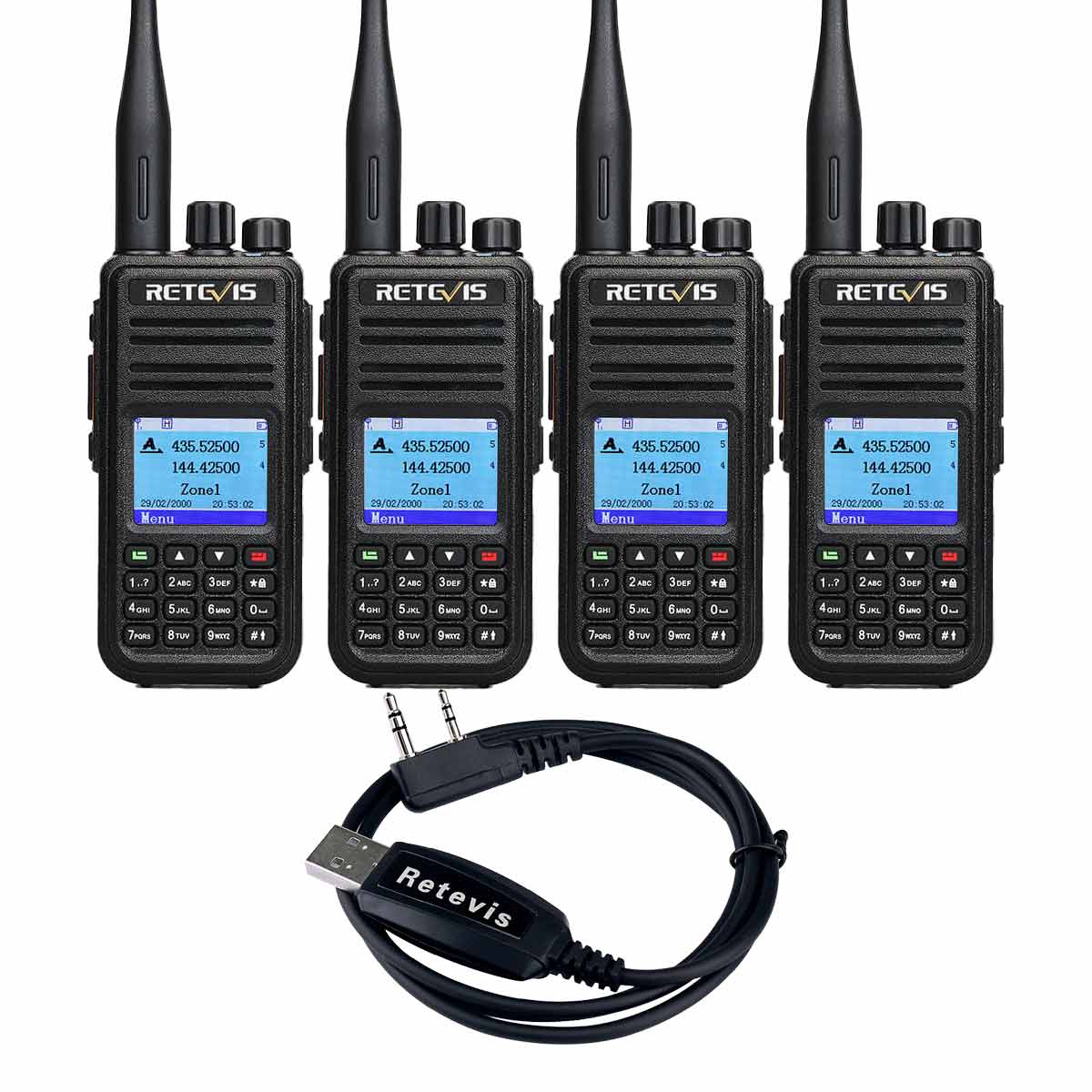 RT3S GPS Dual Band DMR Radio 4Pack With Cable