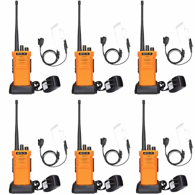 Retevis RT29 Heavy Duty UHF Two Way Radio with Earpiece 6Pack (Orange)