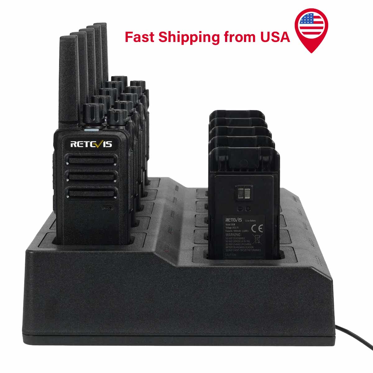 Retevis RT68 License Free Rugged 2 Way Radios (10PCS) with 10-Way Charger