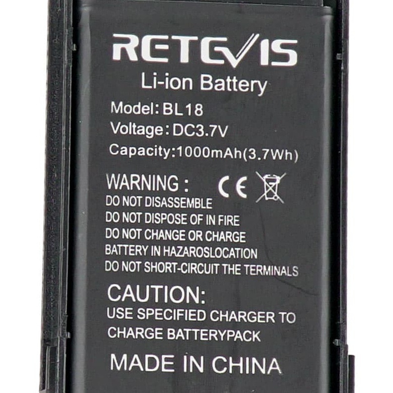 1000mAh 3.7V Original Rechargeable Li-ion Battery for Retevis RT18