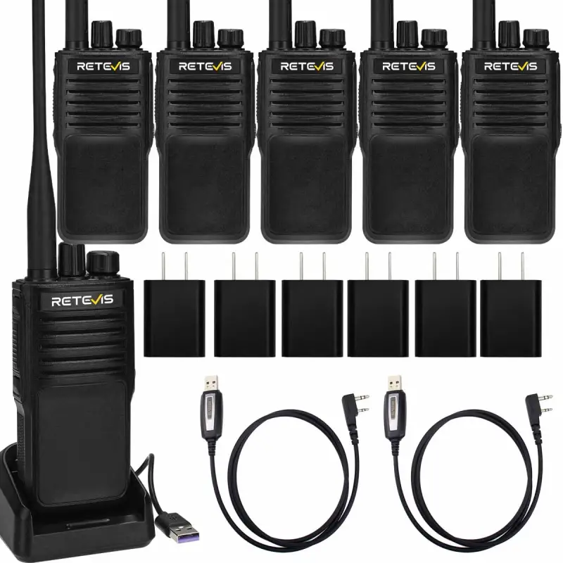 Retevis P2 High Power IP68 Waterproof GMRS Walkie Talkie 6Pack with Programming Cable kit