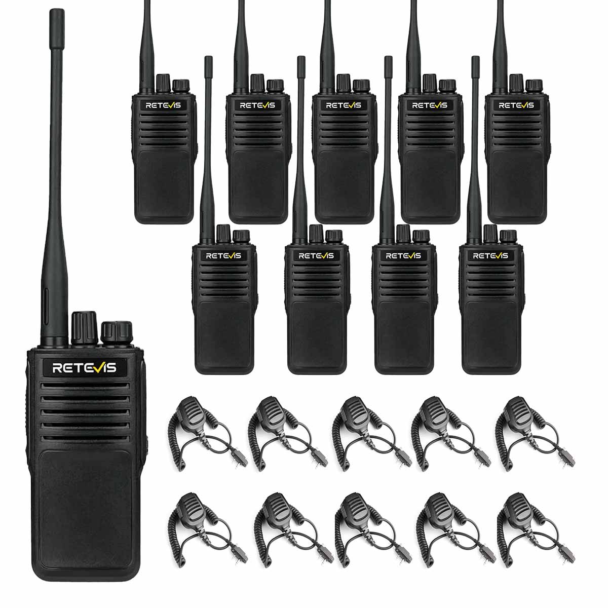 Retevis P62 Waterproof Radio with Speaker Mic Kit 10packs