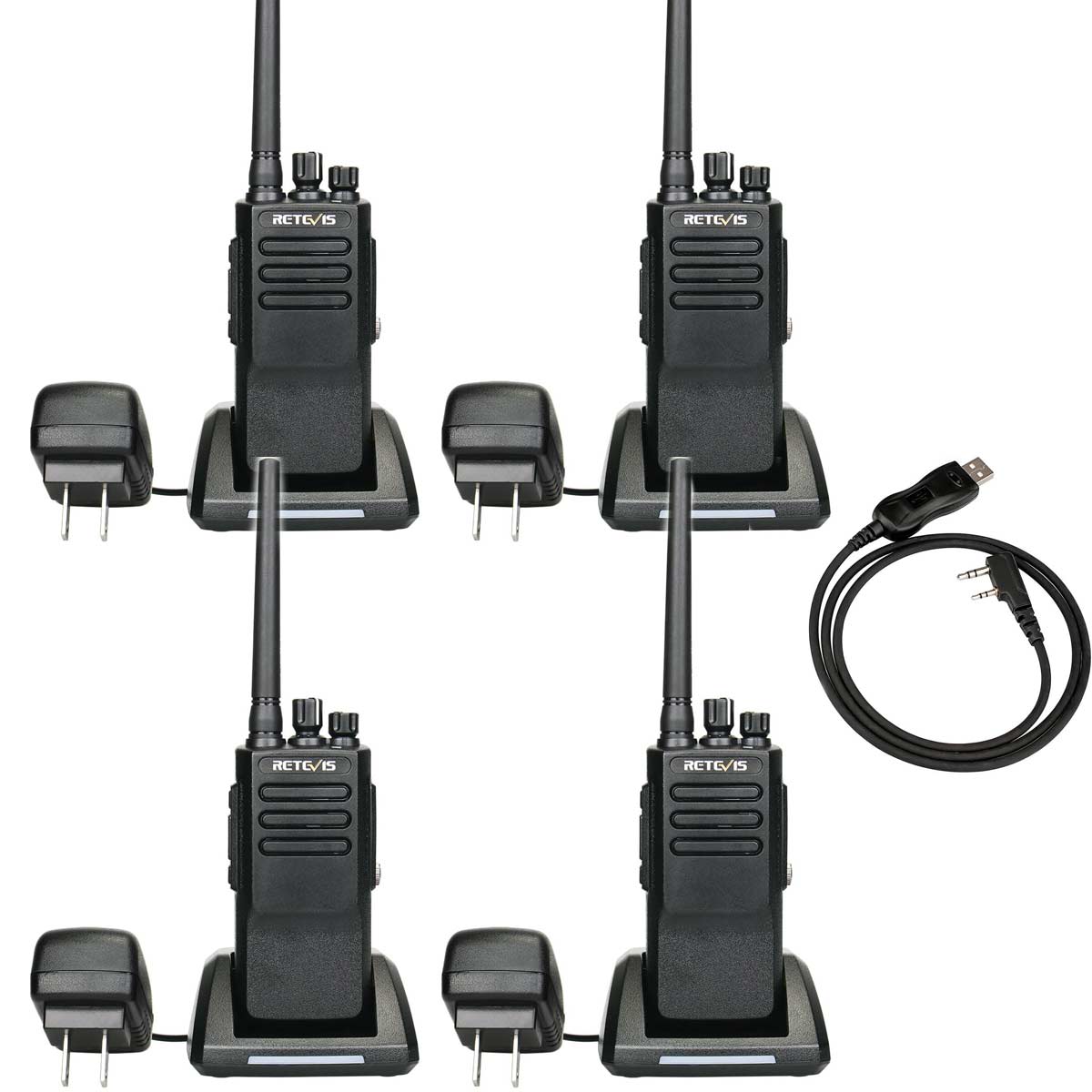 Retevis RT50 Long Range Waterproof DMR Walkie Talkie with Programming Cable 4Pack