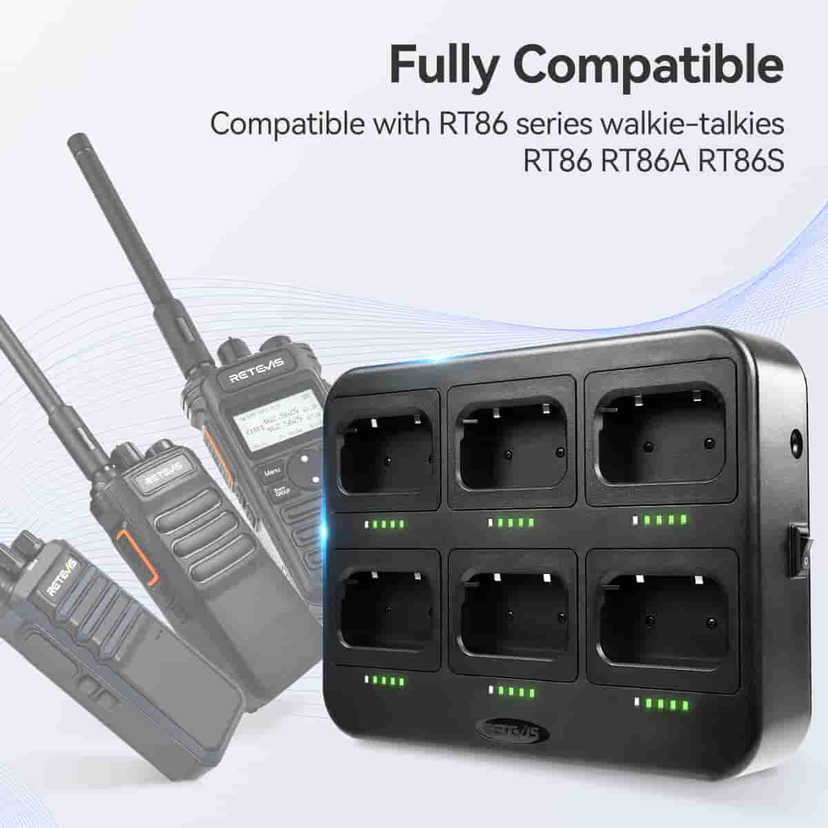 Retevis six way efficient charge  Multi Unit Charging Station Compatible with RT86 series walkie-talkies