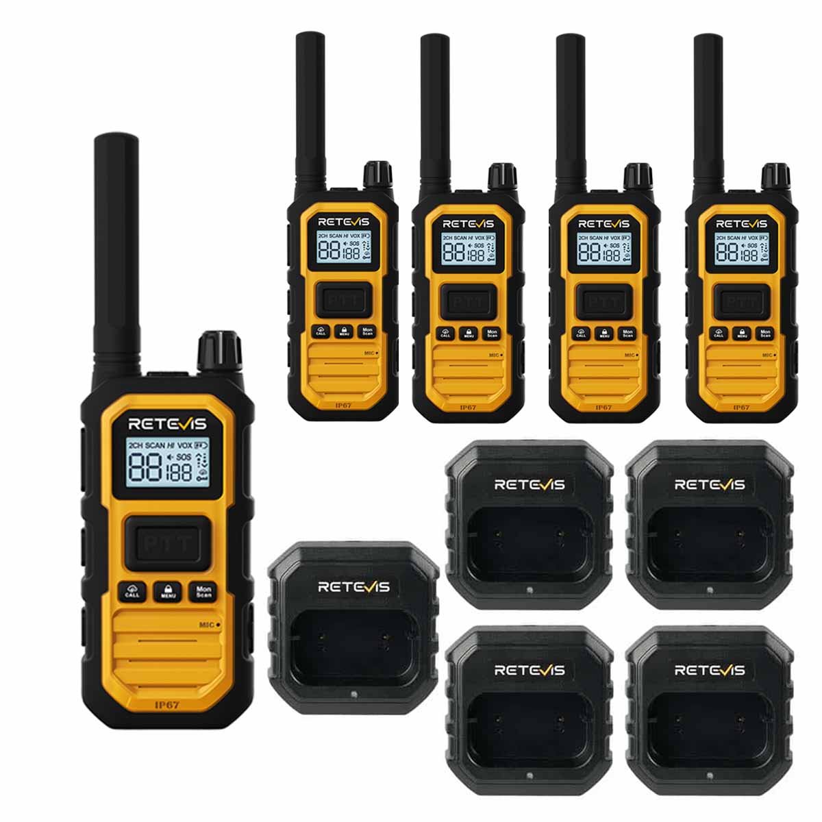 Retevis RB48P Long Range Advanced Triple Proof Heavy Duty Walkie Talkies 5 Pack
