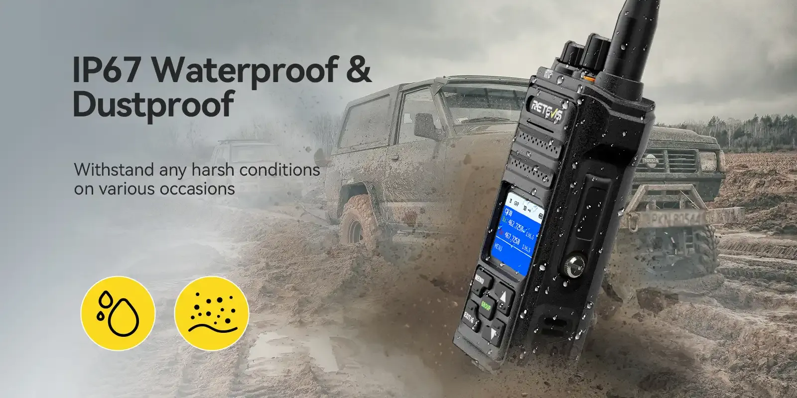 Retevis NR30S IP67 waterproof GMRS two way radio for wet environments