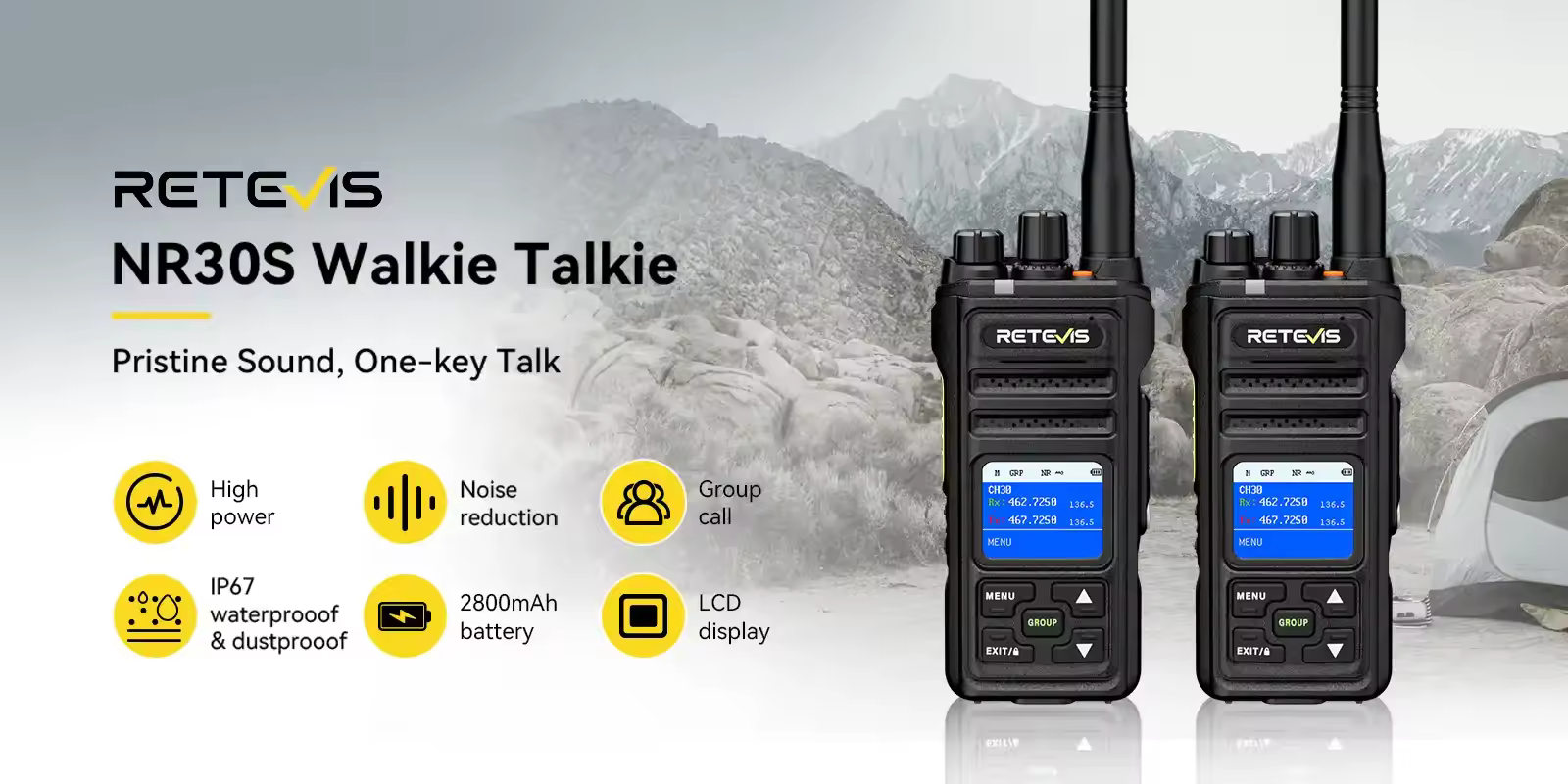 Retevis NR30S Long Range Noise Reduction GMRS Two Way Radio