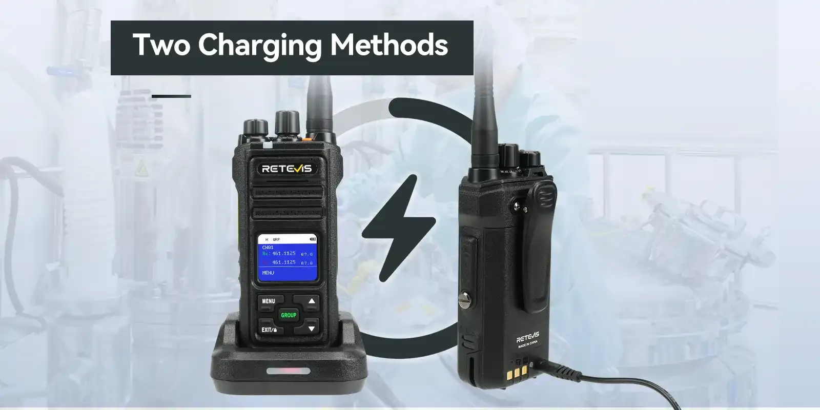 Retevis NR30S GMRS two way radio with Type-C charging and desktop dock