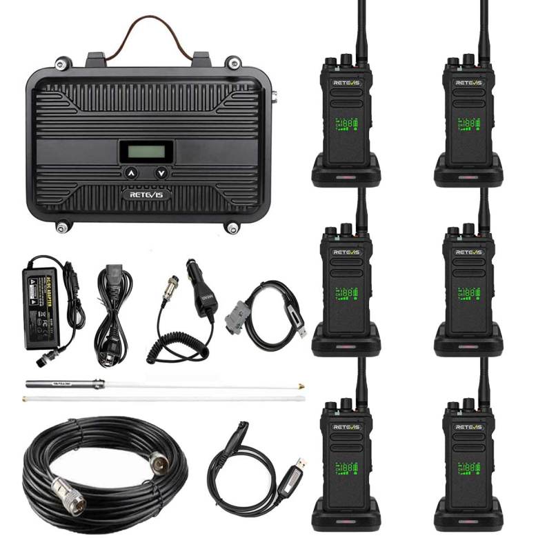 RT97P UHF DMR Repeater & NR30D Two Way Radio Kit, 10+ Miles Range Radio Solution