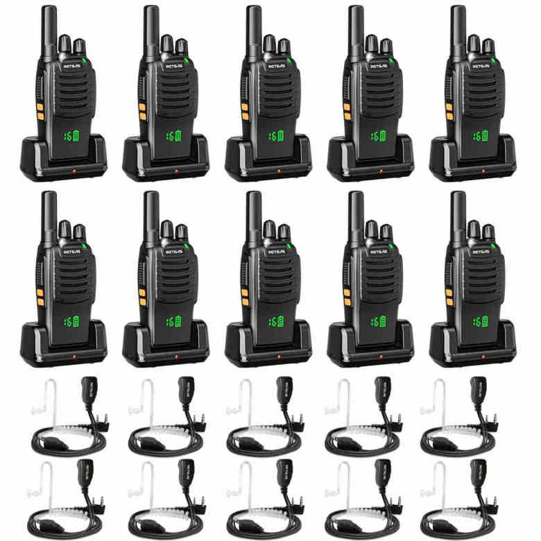 Retevis H777H FRS Radio 10 Packs with Earpieces | License-Free | Hidden Display | USB-C Charging | 1000mAh Battery | VOX