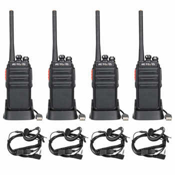Retevis RT24 PMR446 Radio 4 Packs with Earpieces | License-Free | Long Standby Time | Durable Design | High-Quality Sound