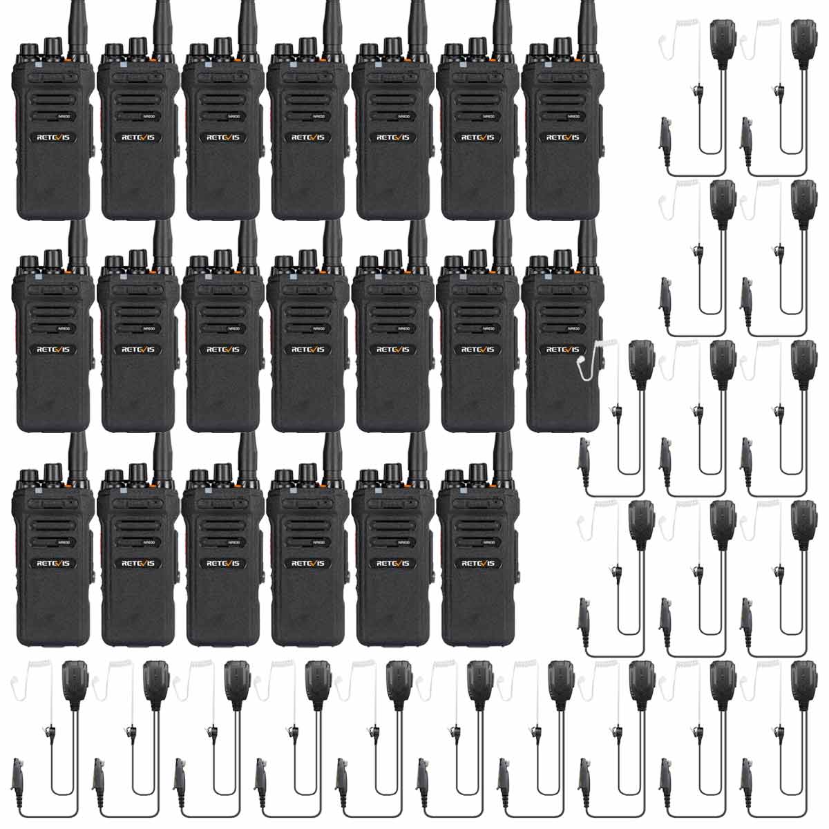 NR630 10W Waterproof UHF Radios with Earpiece Kit (20 Pack) 
