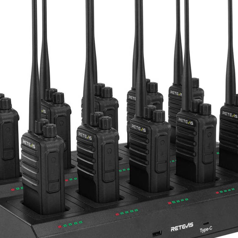 Retevis RB669 Germany PMR446/Freenet Radio 10 Packs with 10-Way Charger | License-Free | Dual Band | German Broadcast | 1200mAh Battery