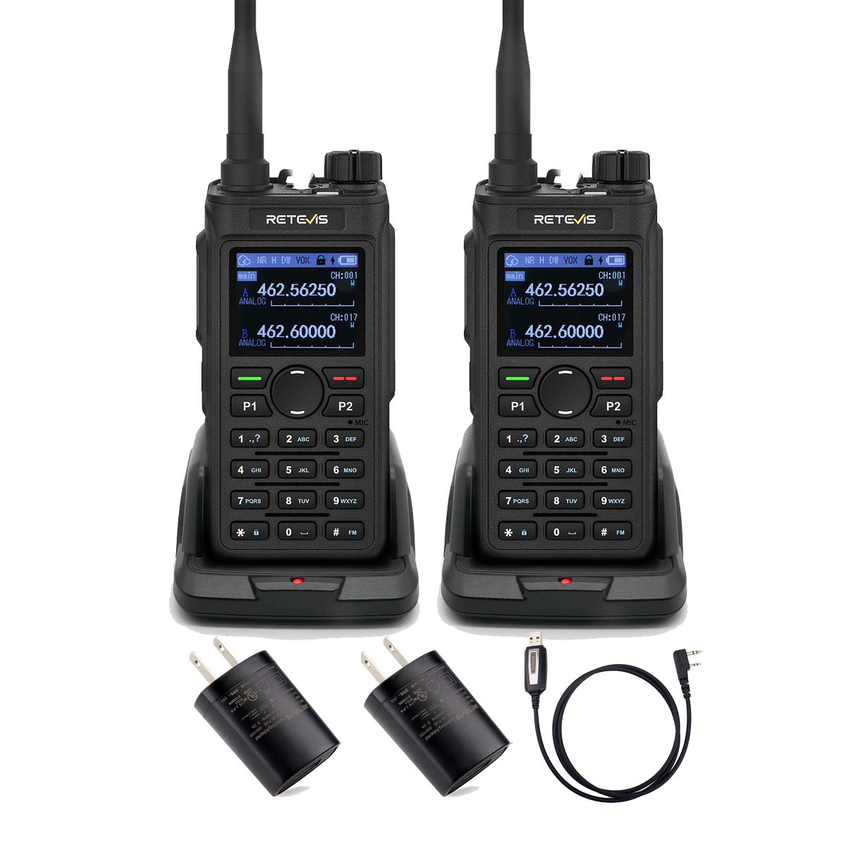 Retevis C2  AI Noise Reduction GMRS Business Radio with NOAA and Flashlight 2 Pack