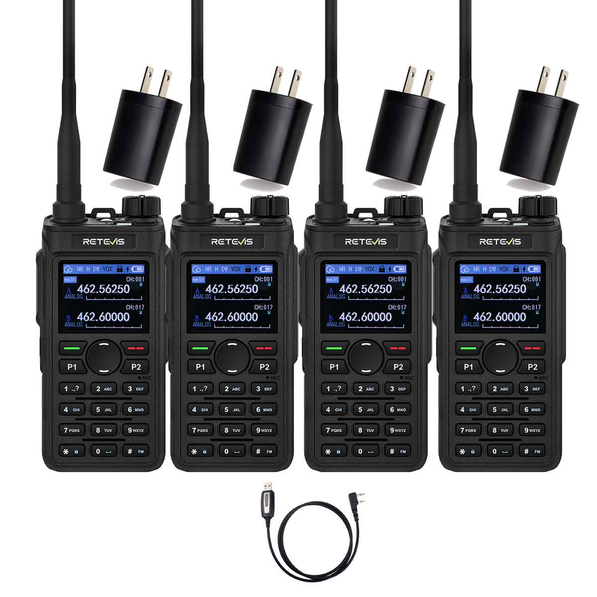 Retevis C2 Long Range Noise Reduction Durable Business Radio with Group Call 4 Pack