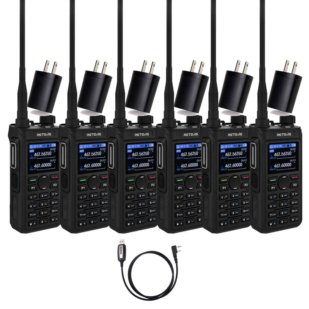 Retevis C2 GMRS Durable Full Keyboard Commercial Radio with Group Call 6 Pack
