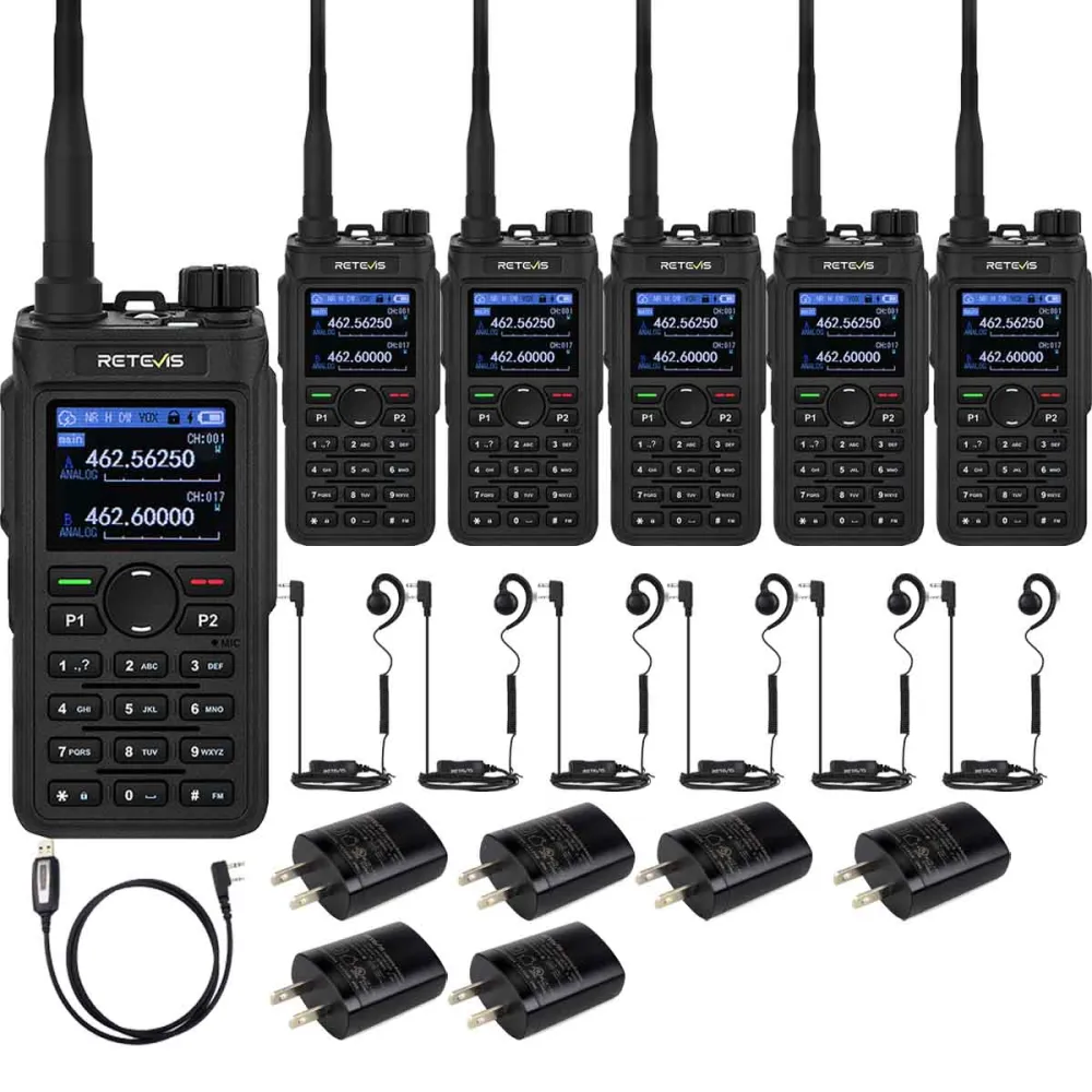 Retevis C2 GMRS AI Noise Reduction Radio with Earpiece Kit 6 Pack