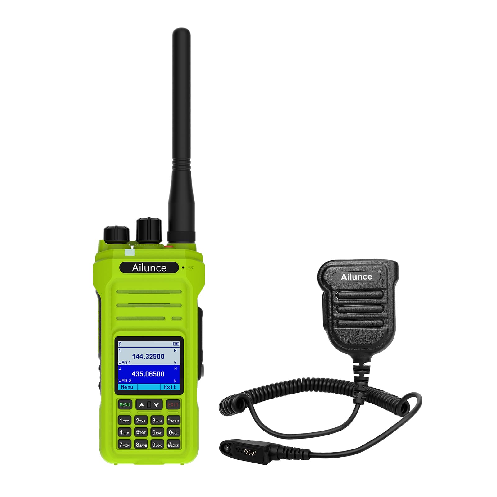 Ailunce HA1G IP67 GMRS Radio (Green) with IP67 Speaker Microphone