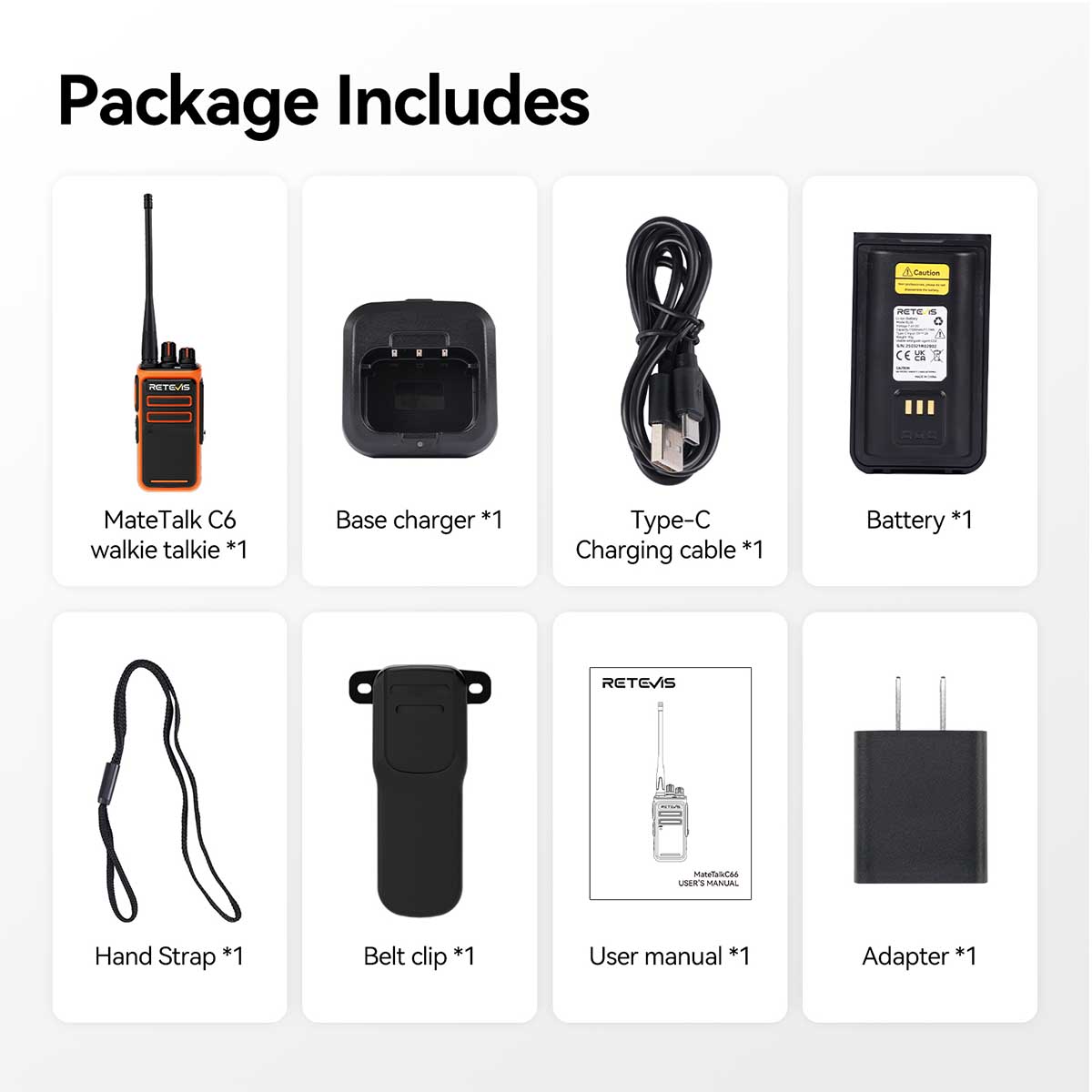 Retevis C6 5W GMRS Handheld Rechargeable Adult Walkie Talkie