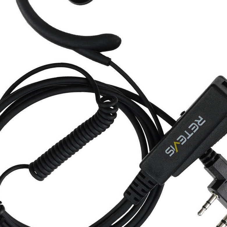 EEK024 2 Pin PTT Mic Coiled G-Hang Ear Hook Earpiece 