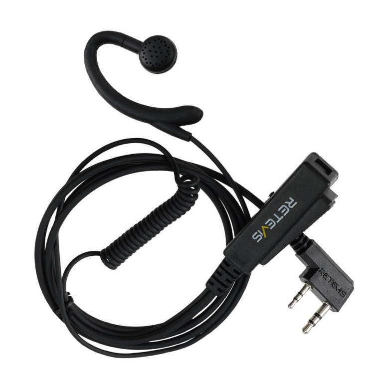 EEK024 2 Pin PTT Mic Coiled G-Hang Ear Hook Earpiece 
