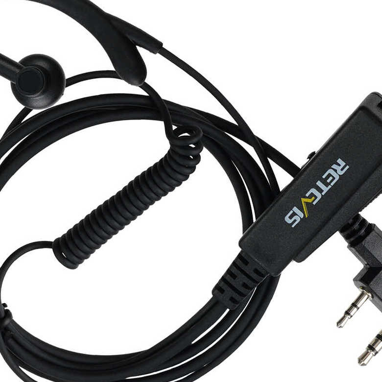EEK024 2 Pin PTT Mic Coiled G-Hang Ear Hook Earpiece 