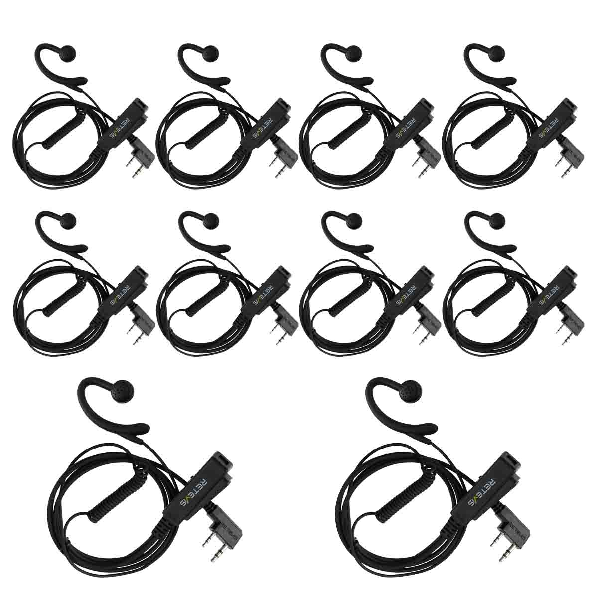 10Pack EEK024 2 Pin PTT Mic G-Hang Ear Hook Earpiece 