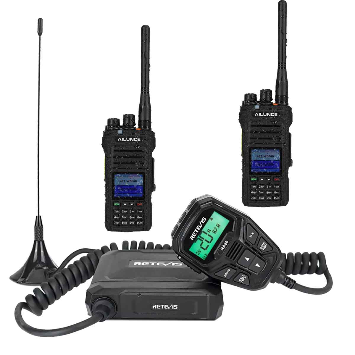 Retevis RA86 Mobile GMRS Radio with 2Pack Ailunce HA1G Handheld GMRS radio Bundle sale
