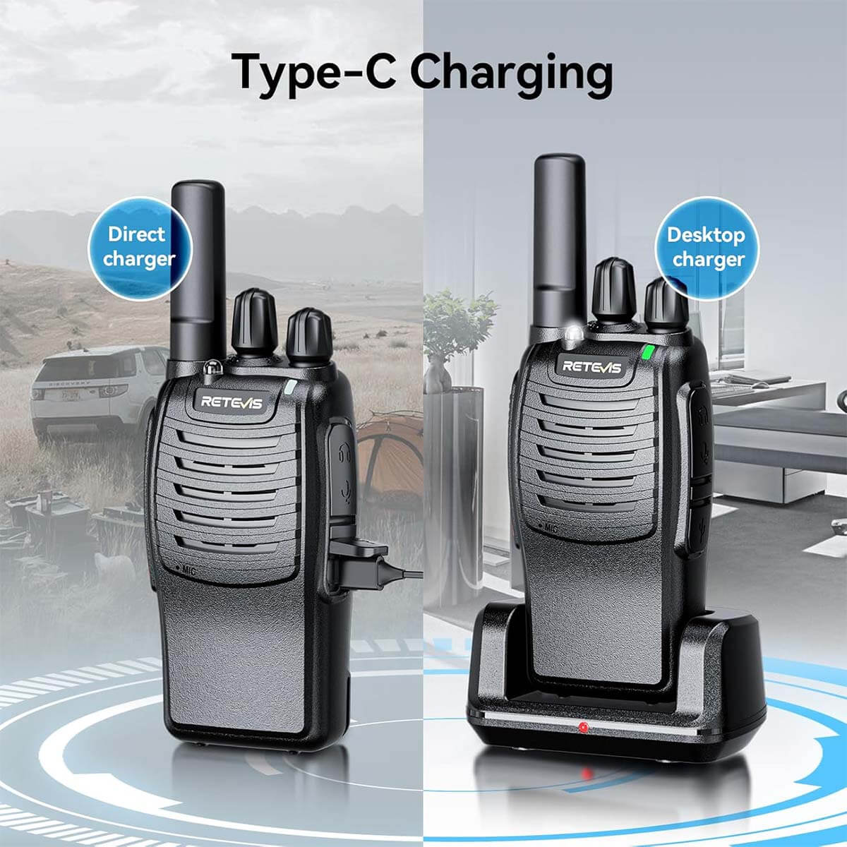 Retevis H777 Walkie Talkies Rechargeable FRS Two-Way Radios (3 Pack)