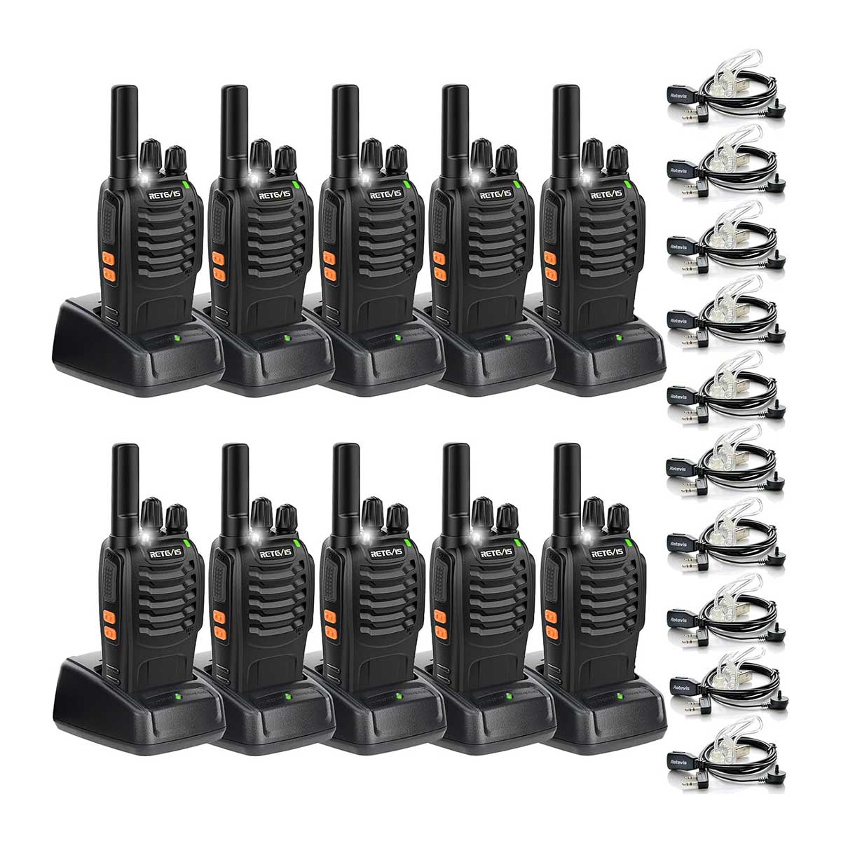 H777 Handheld Walkie Talkie with Earpiece (10 Pack)