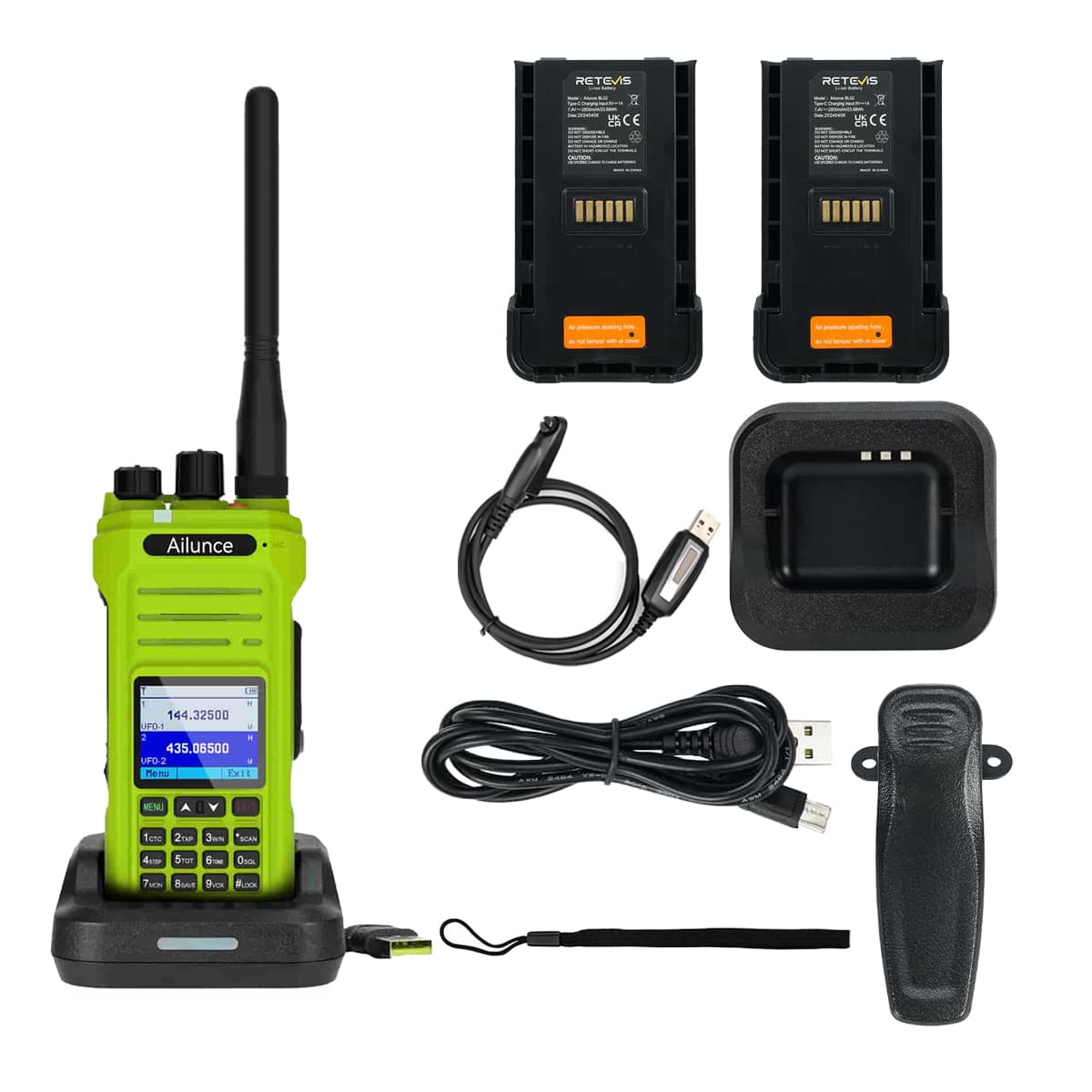 Ailunce HA1G IP67 Rugged GMRS Radio with UHF VHF SMA-M Antenna and Extra Battery
