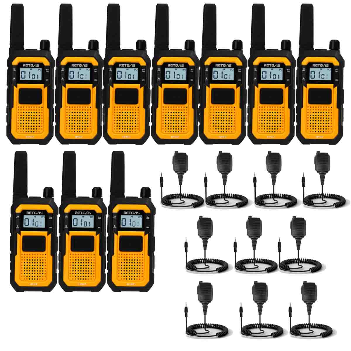 Retevis RB48 IP67 FRS Heavy Duty Walkie Talkie with Microphone 10 Pack