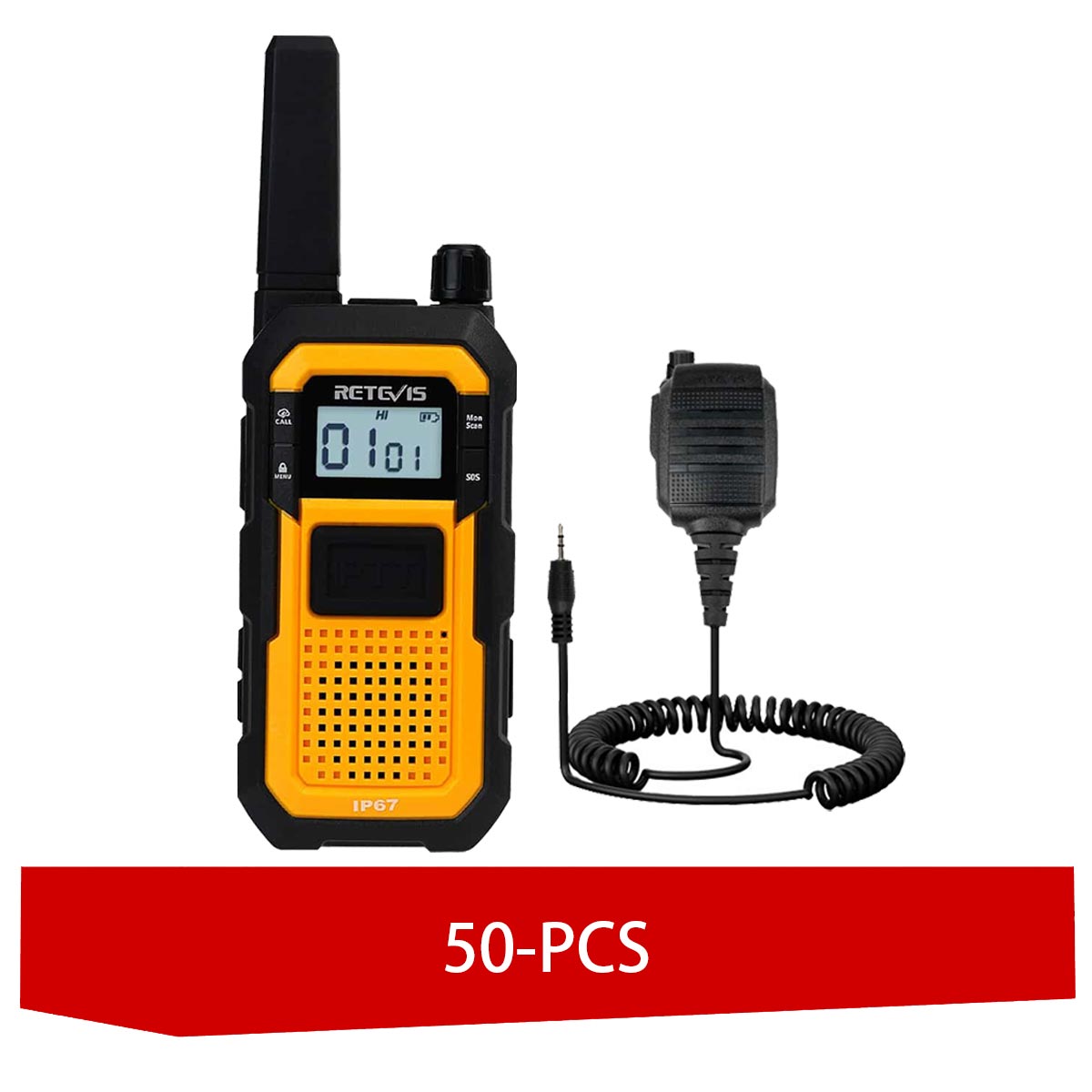 Retevis RB48 FRS IP67 Rugged Walkie Talkies with IP55 Speaker Mic 50 pack 