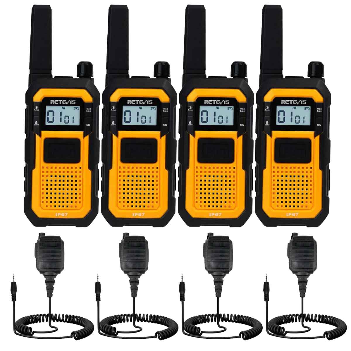 RB48 IP67 FRS Heavy Duty Two Way Radio with Mic 4 pack