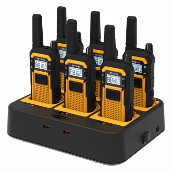 Retevis RB48 FRS Heavy Duty Radio with Multi Gang Charger | License-Free | Tripe Proof Design | 2000 mAh Battery | USB-C Charging | NOAA Channels
