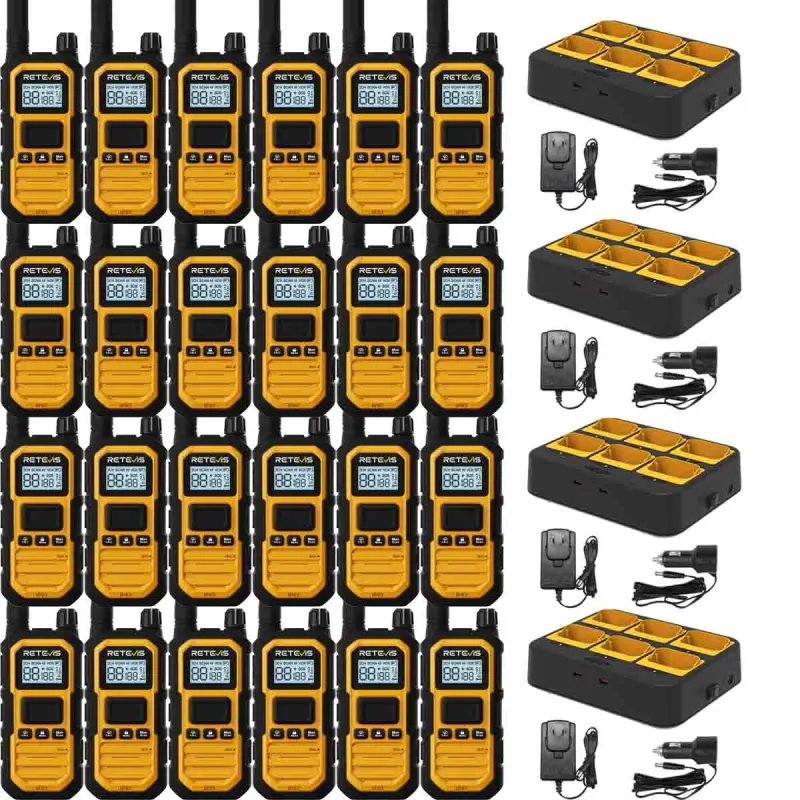 Retevis RB48P GMRS Heavy Duty Two Way Radio 24 Pack with 4 pack 6-way charger