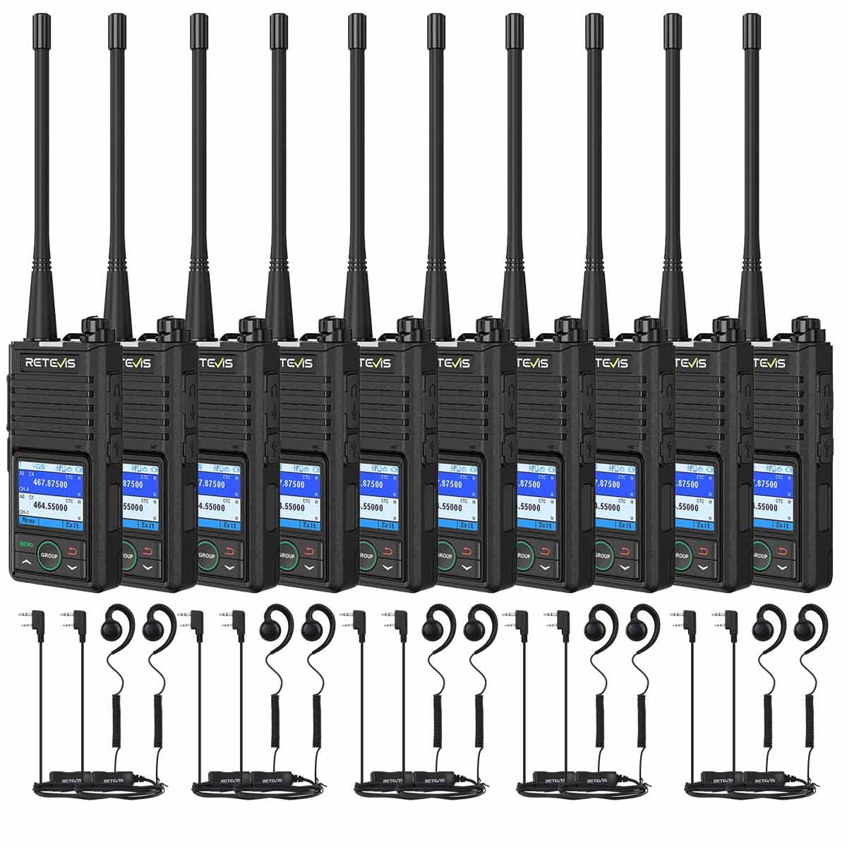 RB58 UHF APP Programming Business Two Way Radio with Earpiece 10 Pack 