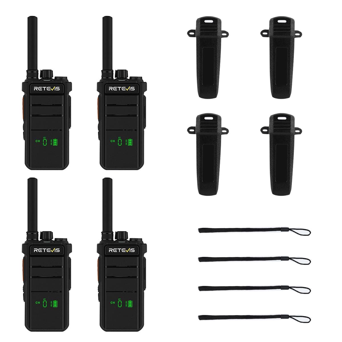 Retevis RB626H UHF 3W long-distance Handheld Radio with Hidden Display 4 Pack