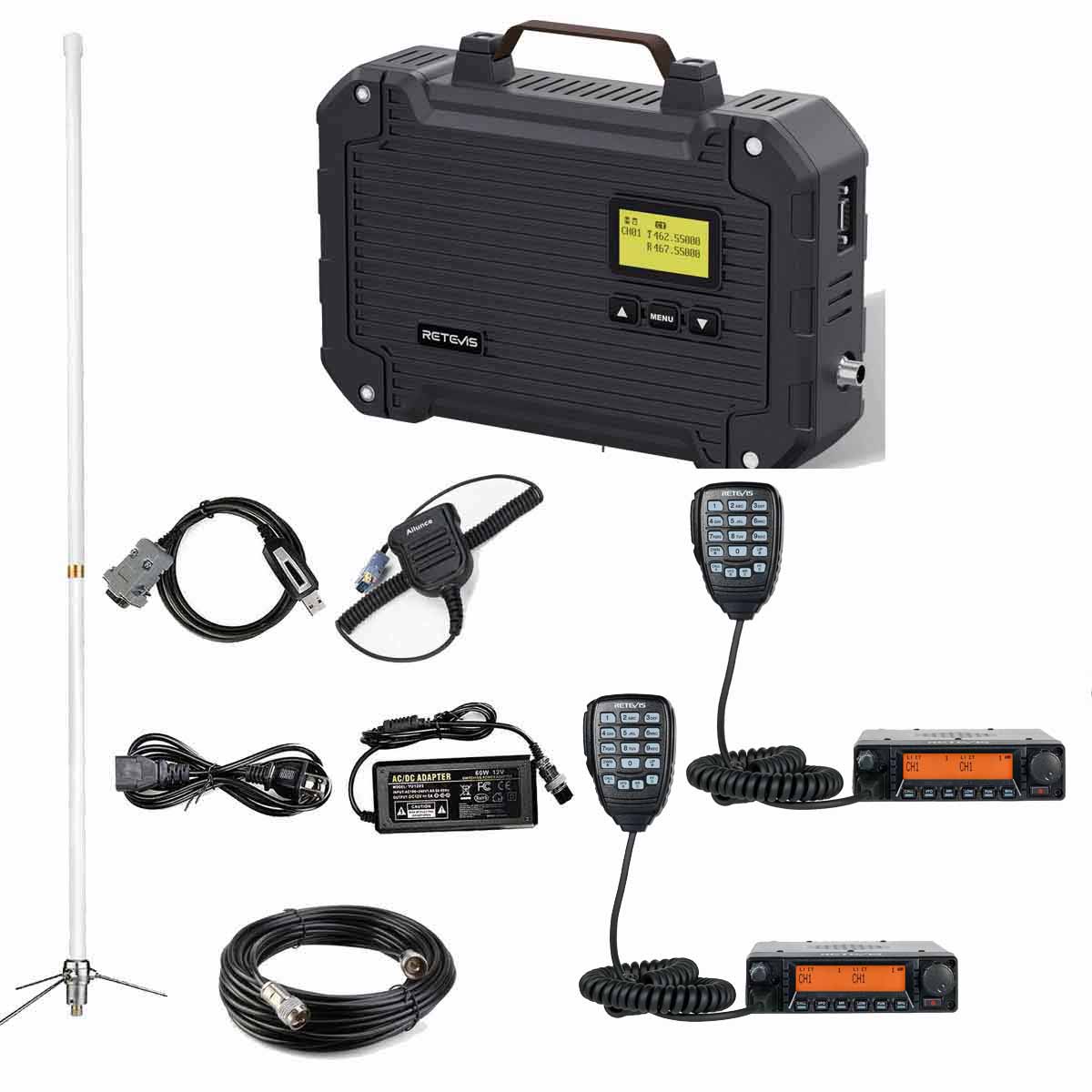 Retevis GMRS 40-Watt Radios RA87 and High Power Waterproof Repeater RT97L Bundle