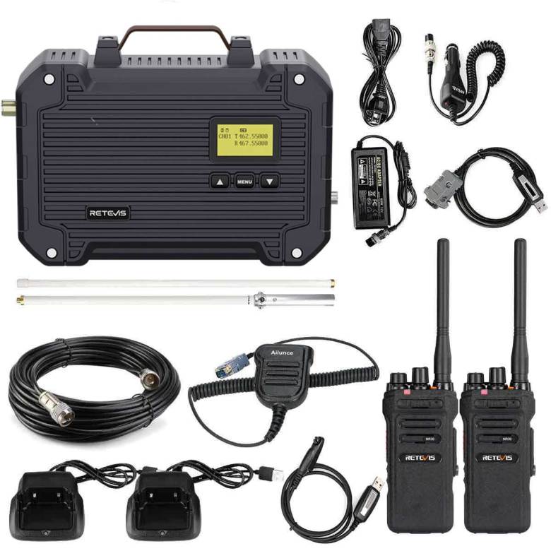 Retevis RT97L 25W GMRS Repeater with NR30 Long Range Walkie Talkies