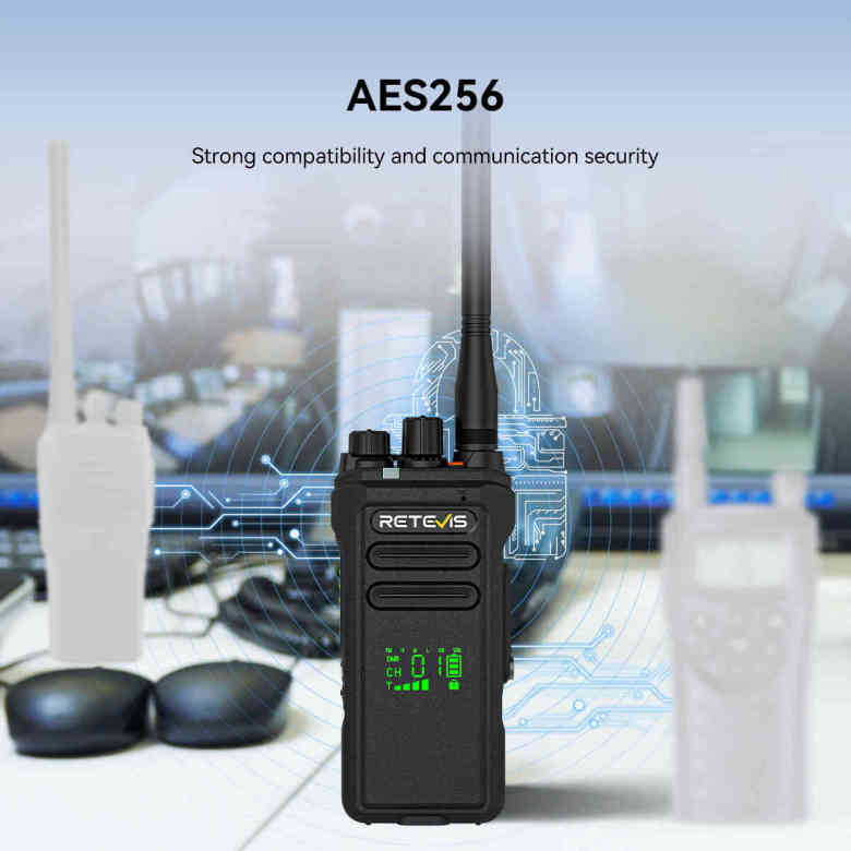Retevis NR30D Long Range Encryption Walkie Talkie with Earpieces 4pack