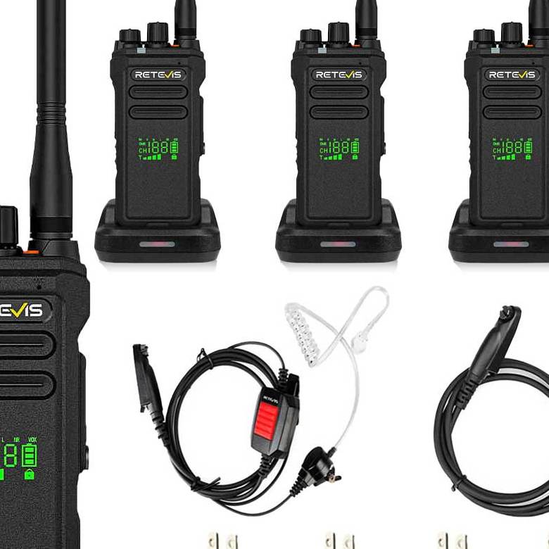 Retevis NR30D Long Range Encryption Walkie Talkie with Earpieces 4pack